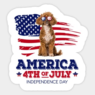 Poodle Flag USA - America 4th Of July Independence Day Sticker